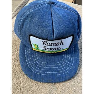 Vintage Trucker Foam Snap Back Rohma‎ Farms Denim Hat Modern Farm